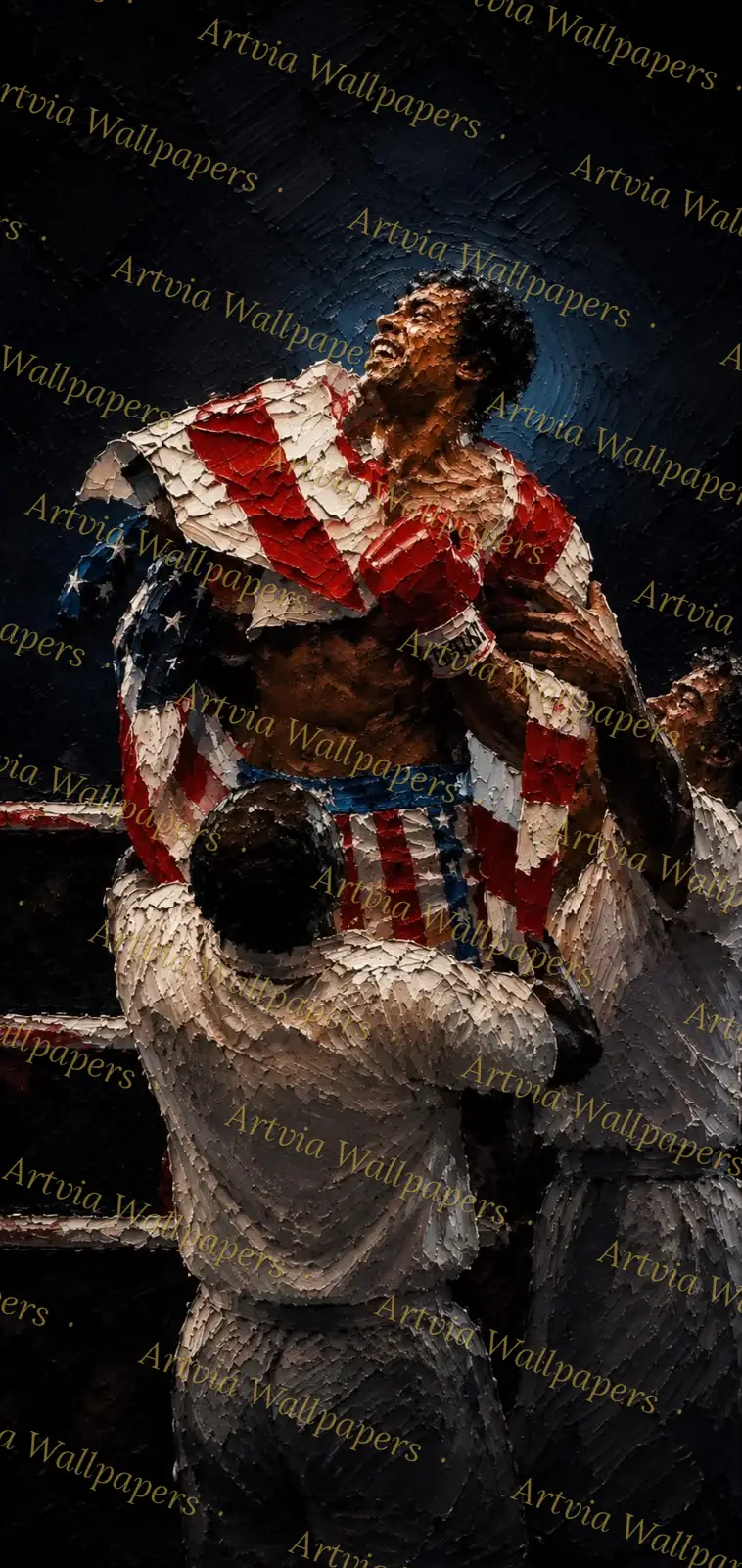 Boxer celebrating with the American flag